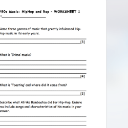 The history of hip hop worksheet