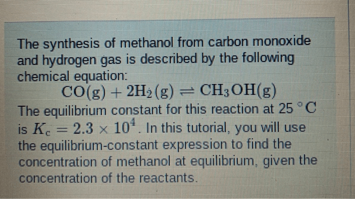 The synthesis of ch3oh from co and h2