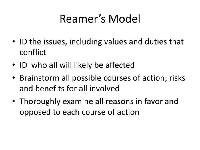 Reamer model ethical decision making